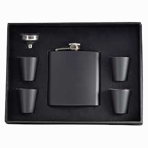 Coffret Flasque Black Swan 180ml + Entonnoir + Gobelets UK Hip Flasks