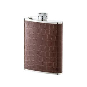 Flasque alcool inox cuir | e-flasques.com