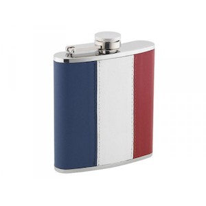 Flasque inox gainée façon cuir Bleu/Blanc/Rouge 11592 180ml