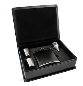 Coffret Flasque Premium Cuir synthétique noir