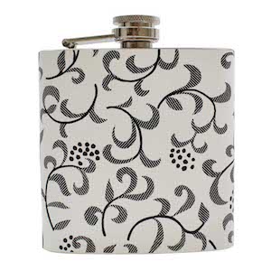 Flasque White Floral 180ml UK Hip Flasks